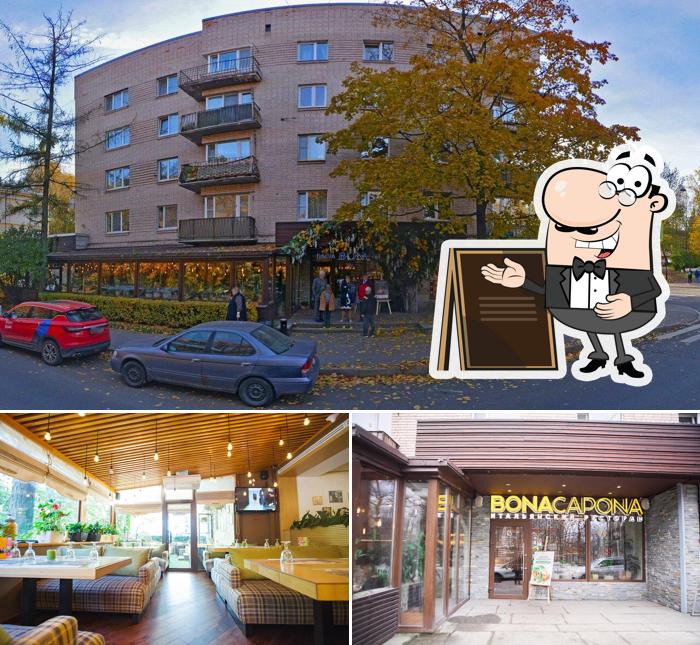 Внешнее оформление и столики в Bona