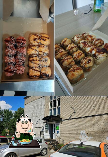 Это фотография, где изображены еда и внешнее оформление в Томята Тосуши