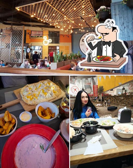 Взгляните на это изображение, где видны еда и внутреннее оформление в Папаша Беппе