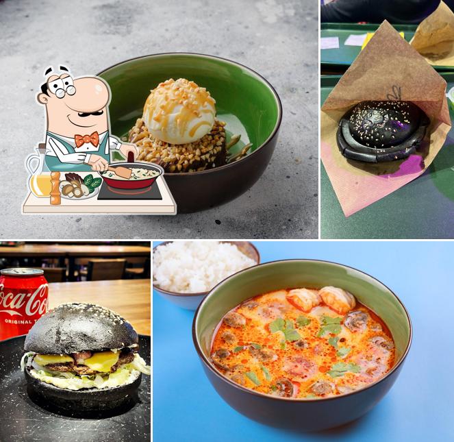 Креветки и бургеры