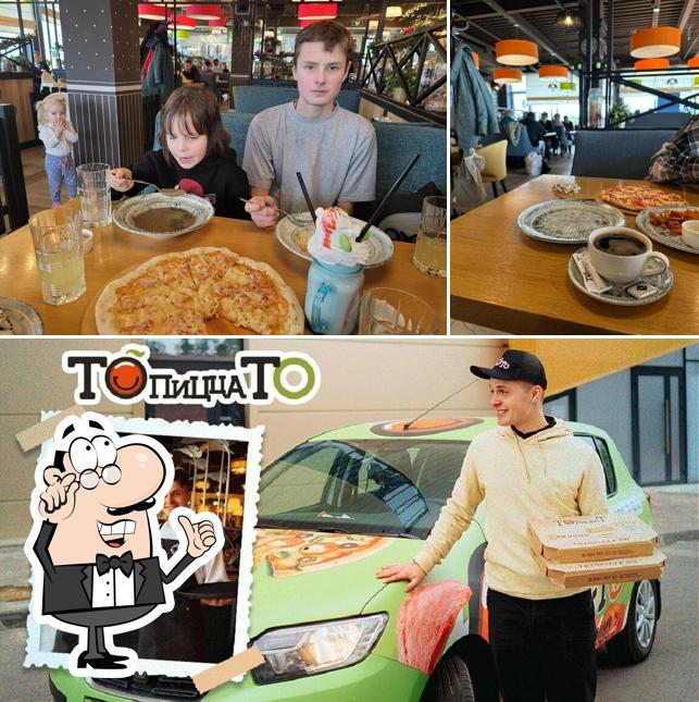 Внутреннее оформление и еда в To-To Pizza