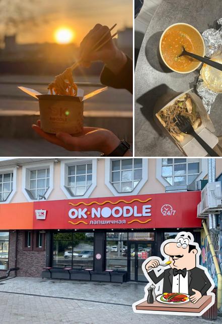 Это фото, где изображены еда и внешнее оформление в Ok Noodle
