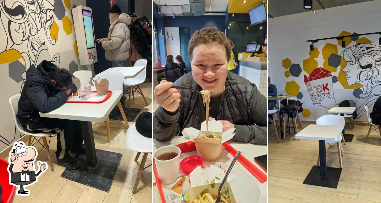 Посмотрите на внутренний интерьер "Ok Noodle"