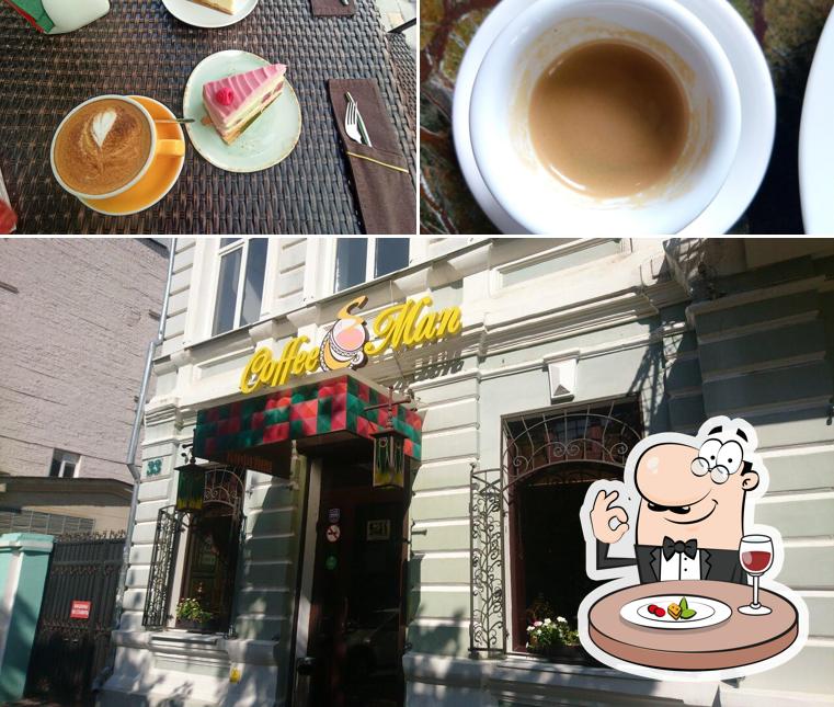 Еда и внутреннее оформление в Coffee Man