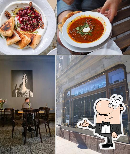 Посмотрите на внутренний интерьер "Saviv израильского бистро"