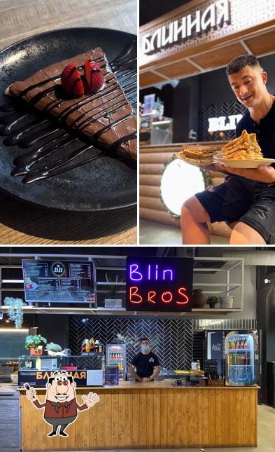 Это снимок, где изображены еда и внутреннее оформление в Блинная BlinBros