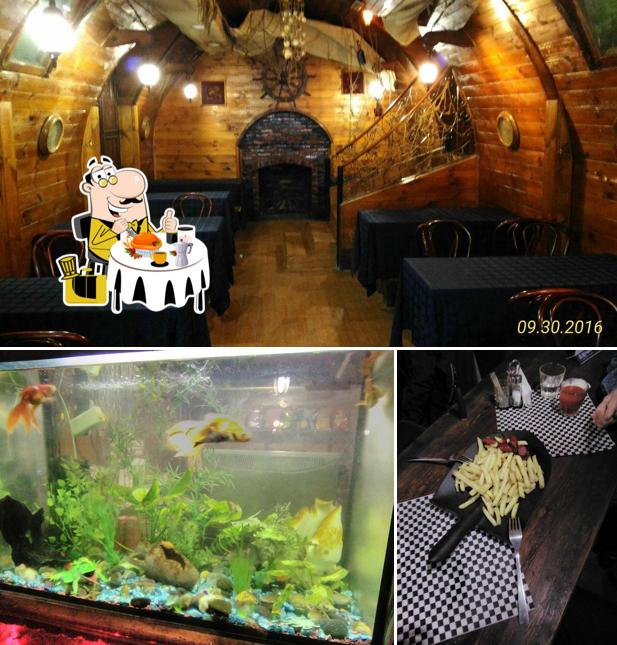 Изображение, на котором видны еда и внутреннее оформление в Пинта