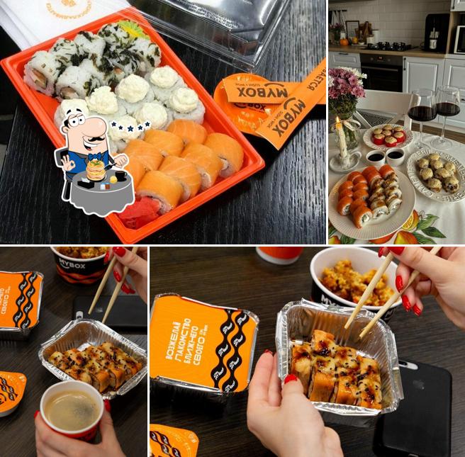 Блюда в "MYBOX - суши-маркетах, wok-кафе, доставка"