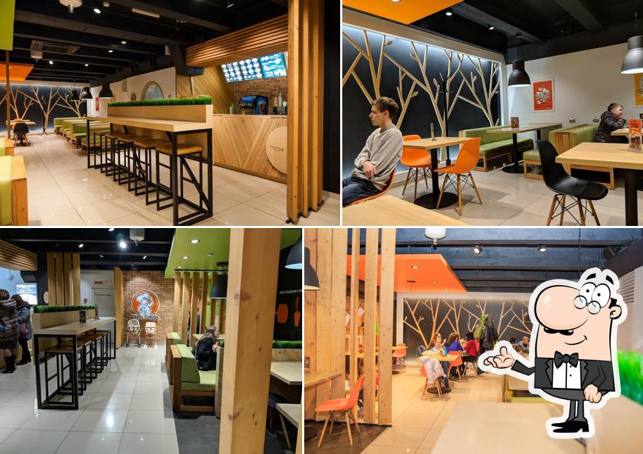 Посмотрите на внутренний интерьер "Пиццы Просто"