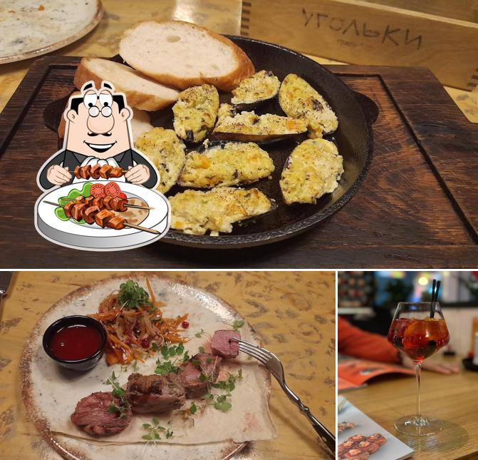 Это фото, где изображены еда и напитки в Угольки