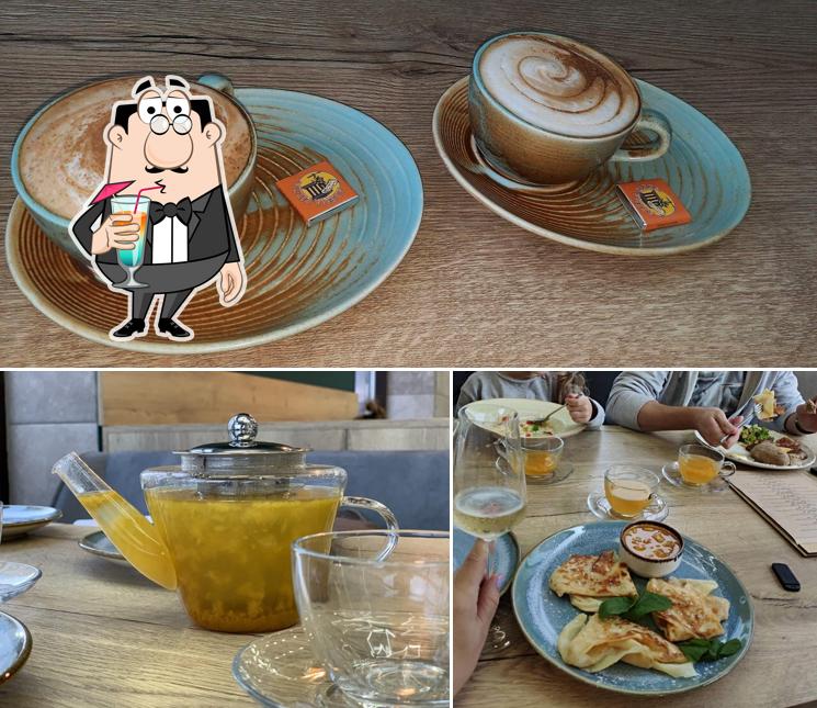 Напитки и столики - все это можно увидеть на этом снимке из Арена-пицца