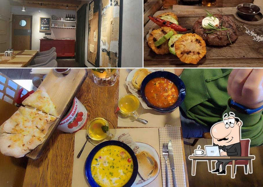 Помимо прочего, в Mama Roma есть внутреннее оформление и еда