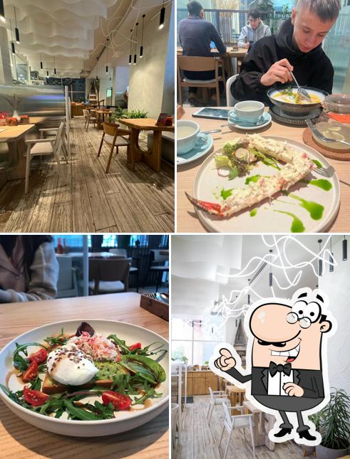 Посмотрите на внутренний интерьер "Crab Cafe"