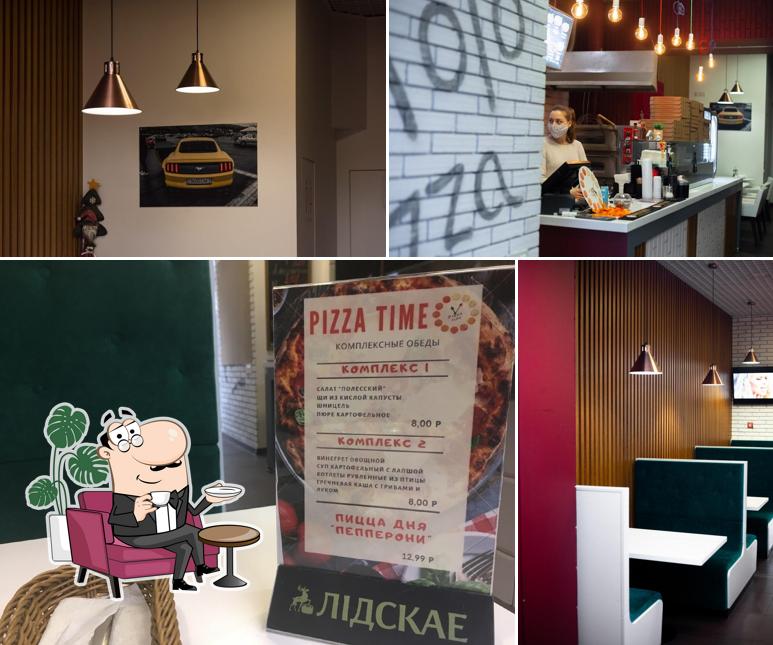 Посмотрите на внутренний интерьер "Pizza Time"