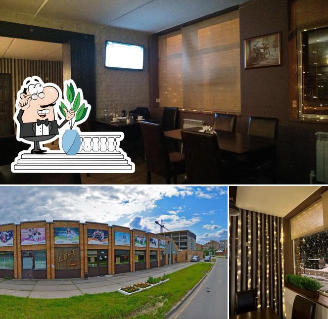 Это фотография, где изображены внешнее оформление и внутреннее оформление в Лофт