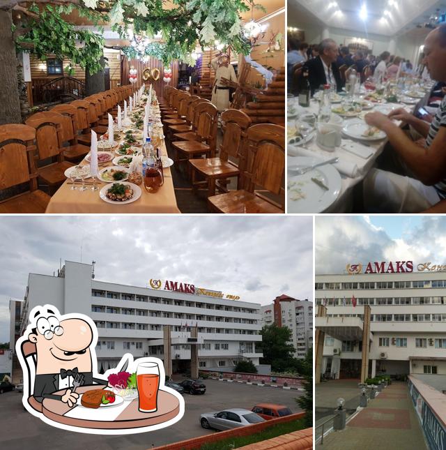 Изображение, на котором видны столики и внешнее оформление в Amaks