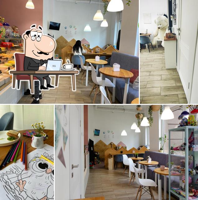 Посмотрите на внутренний интерьер "Будду Кофе"