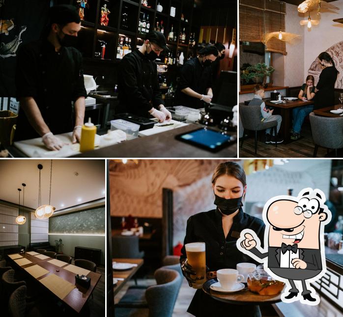 Посмотрите на внутренний интерьер "Осамы-Суши"