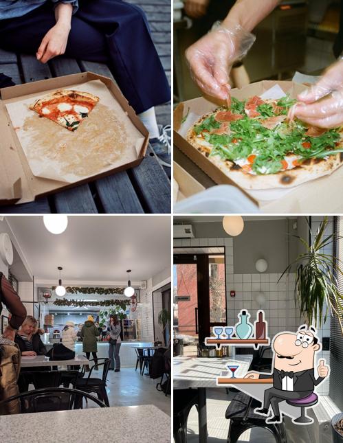 Внутреннее оформление и еда в Стэйси пицца