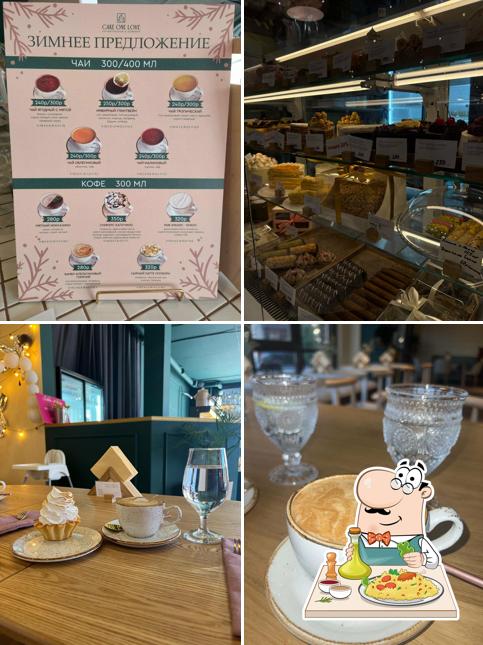 Взгляните на эту фотографию, где видны еда и напитки в Cake One Love