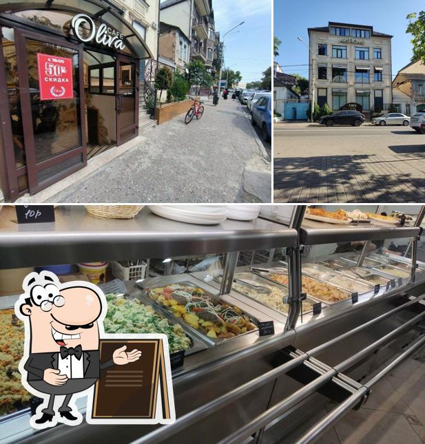 Фотография, на которой видны внешнее оформление и еда в Oliva