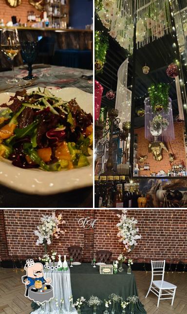 Еда и внутреннее оформление в Mansard restaurant and hall