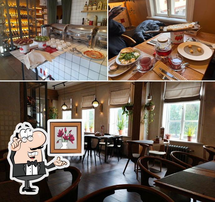 Посмотрите на внутренний интерьер "Mama Roma"