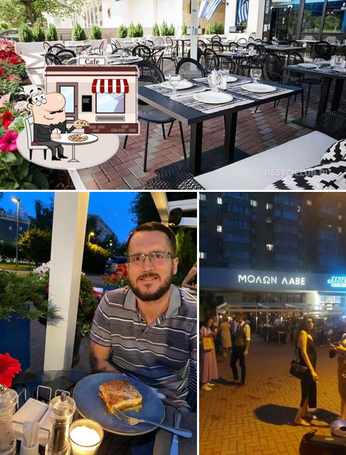 Это фото, где изображены внешнее оформление и внутреннее оформление в Molon Lave