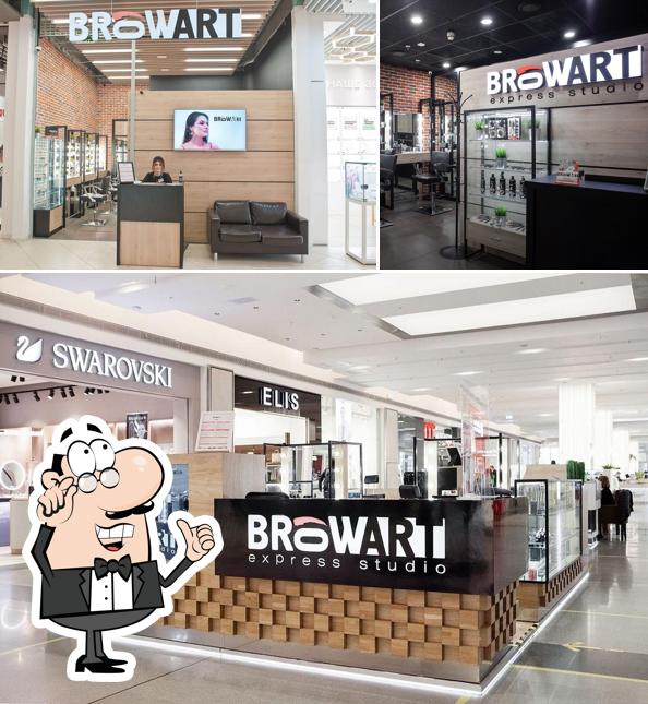 Взгляните на этот снимок, где видны внутреннее оформление и еда в Brow art