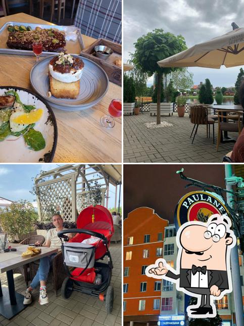 Посмотрите на внутренний интерьер "Пивного ресторана Paulaner"