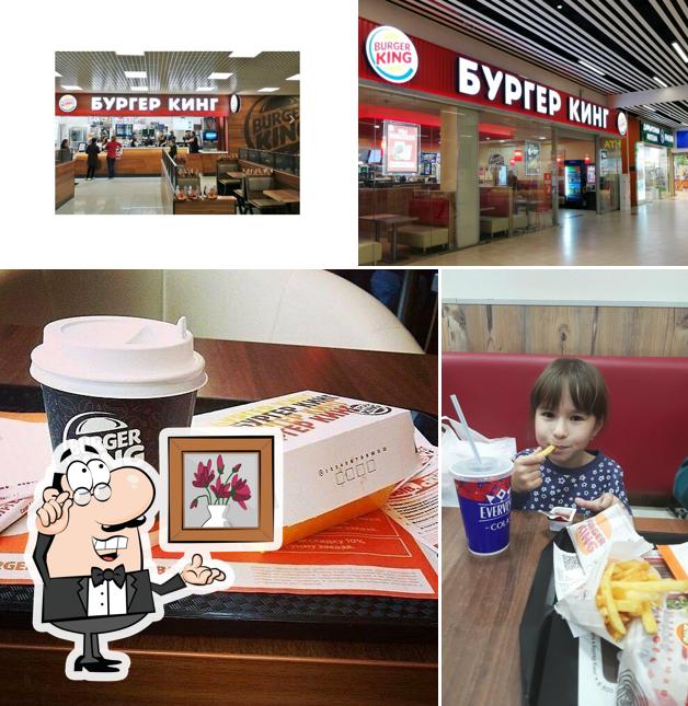 Это фото, где изображены внутреннее оформление и напитки в Бургер Кинг