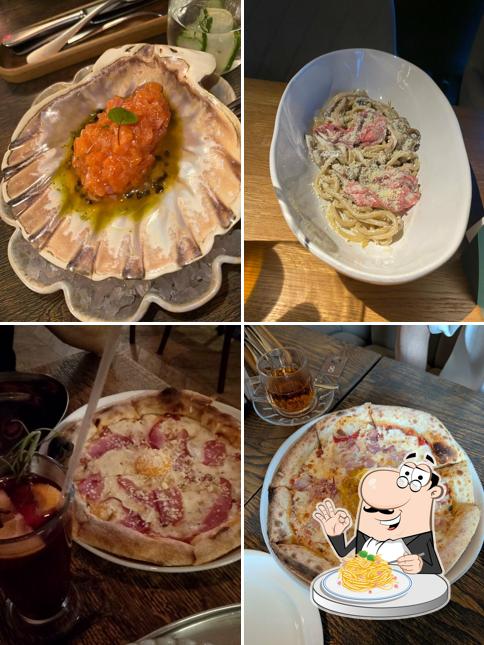 Паста карбонара в "Пуси Лебеди"