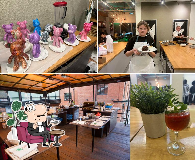 Фотография, на которой видны внутреннее оформление и напитки в Кулинарная студия Clever