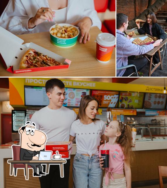 Посмотрите на внутренний интерьер "Ташир Пицца"