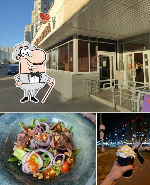 Фото, на котором видны внешнее оформление и еда в Палитра