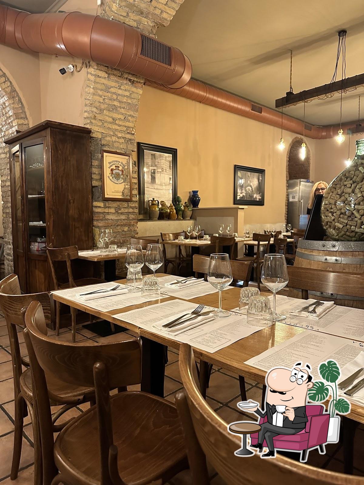 Посмотрите на внутренний интерьер "Trattoria Vecchia Roma".