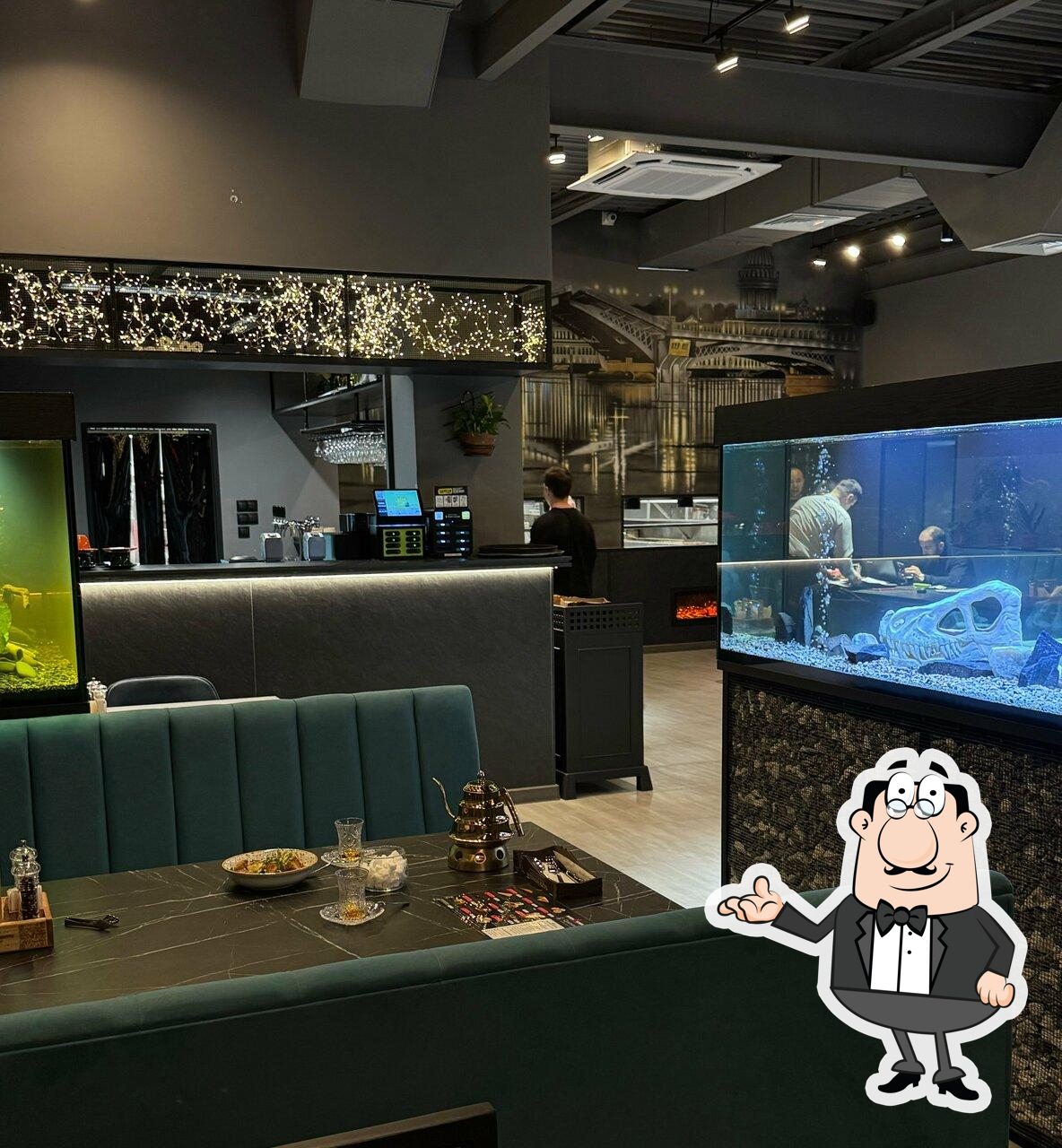 Посмотрите на внутренний интерьер "Мясо & Хлеб".