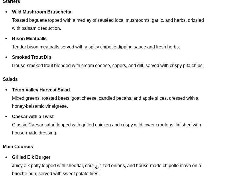 Teton trails bistro